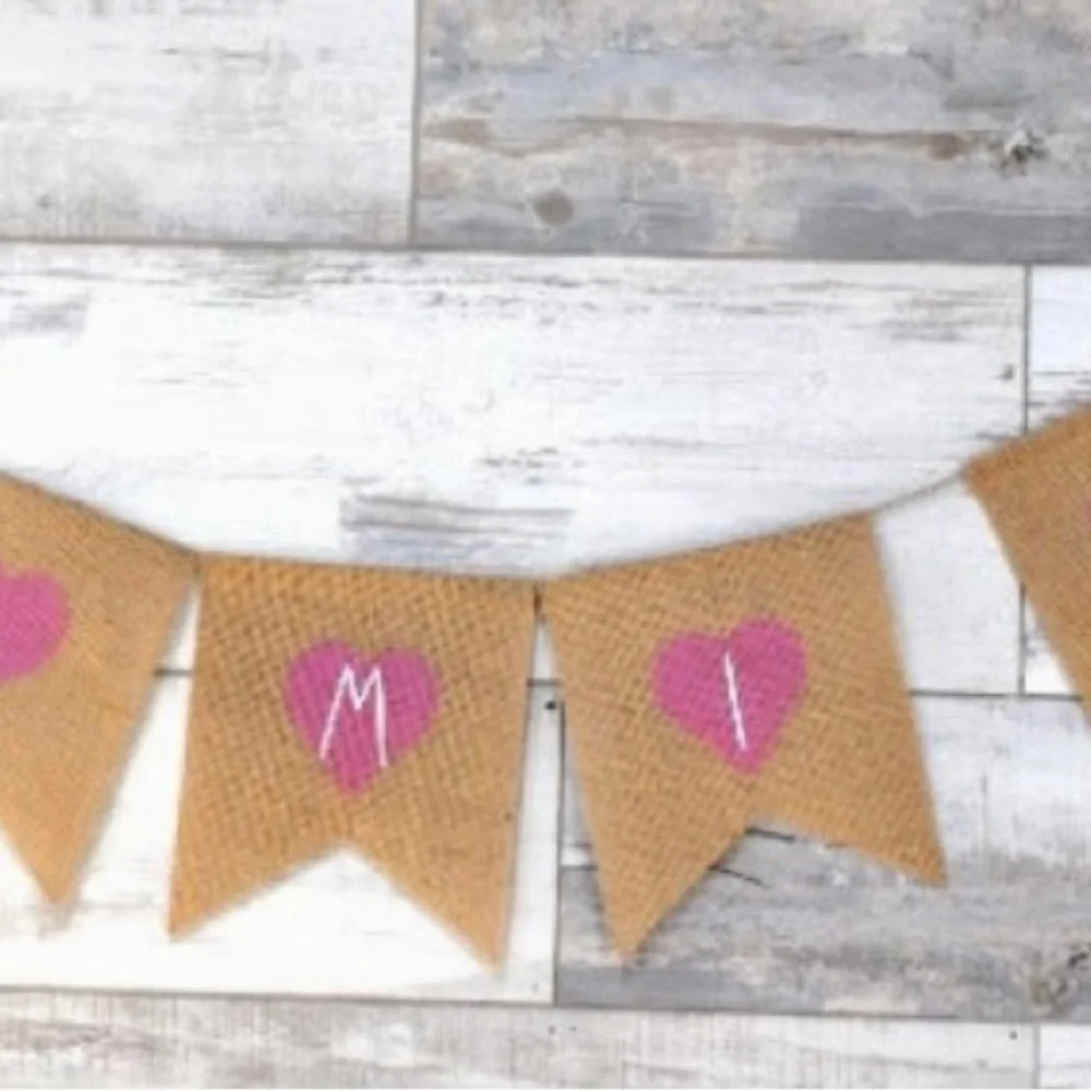 Valentine’s Day/ burlap heart banner / home decor
